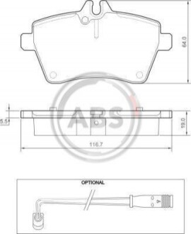 Колодка гальм. диск. MB A KLASSE A150 передн. (ABS) A.B.S. 37456