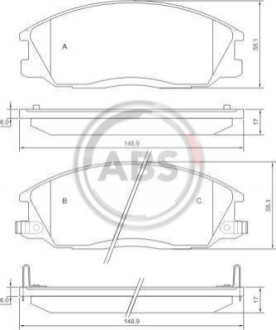 Колодка гальм. диск. HYUNDAI SANTA FE передн. (ABS) A.B.S. 37242 (фото 1)