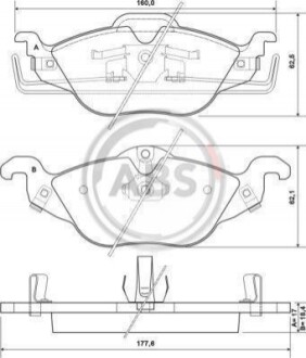 Колодка гальм. диск. OPEL ASTRA/KOMBI передн. (ABS) A.B.S. 37065 (фото 1)