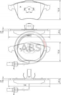 Колодка гальм. диск. AUDI A4/A6/A8 передн. (ABS) A.B.S. 37428 (фото 1)