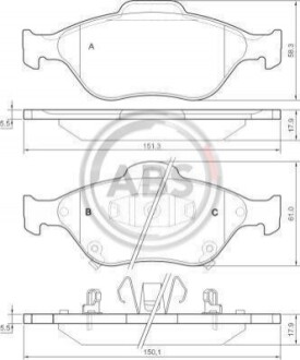 Колодка гальм. диск. TOYOTA YARIS передн. (ABS) A.B.S. 37546 (фото 1)