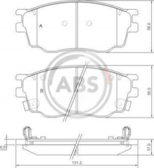 Колодка гальм. диск. MAZDA 6 (GG) передн. (ABS) A.B.S. 37351 (фото 1)