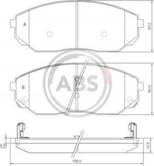 Колодка гальм. диск. KIA SORENTO передн. (ABS) A.B.S. 37364 (фото 1)