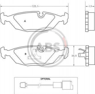 Колодка гальм. диск. BMW 3-/5-/6- задн. (ABS) A.B.S. 36489