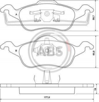 Колодка гальм. диск. FORD FOCUS передн. (ABS) A.B.S. 37100 (фото 1)