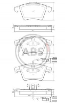 Колодка гальм. диск. VW T5 16" передн. (ABS) A.B.S. 37416