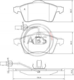 Колодка гальм. диск. VW T4 15" передн. (ABS) A.B.S. 37143 (фото 1)