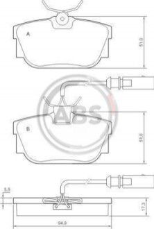 Колодка гальм. диск. VW T4 15" задн. (ABS) A.B.S. 37142