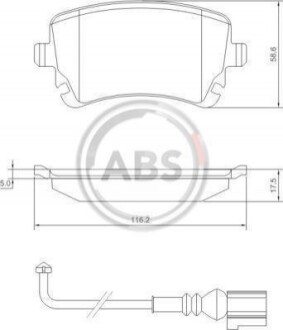 Колодка гальм. диск. VW T5 задн. (ABS) A.B.S. 37413 (фото 1)