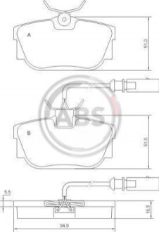 Колодка гальм. диск. VW T4 задн. (ABS) A.B.S. 37110 (фото 1)