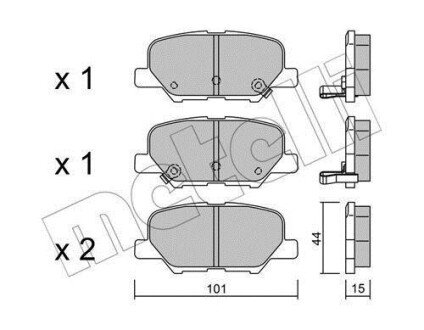 Комплект гальмівних колодок з 4 шт. дисків METELLI 22-0995-0