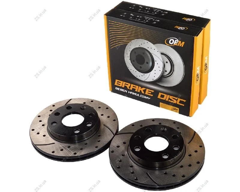 Диск гальмівний передній DAEWOO LANOS, NEXIA, SENS; OPEL ASTRA F, CORSA, VECTRA A 13" (вент.) перфорація GRAPHITE Line,, компл. 2шт OEM 90121445 GL (фото 1)