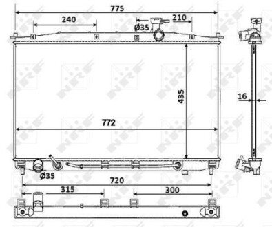 Радіатор охолодження двигуна HYUNDAI Santa Fe 2.2D 06- NRF 53943