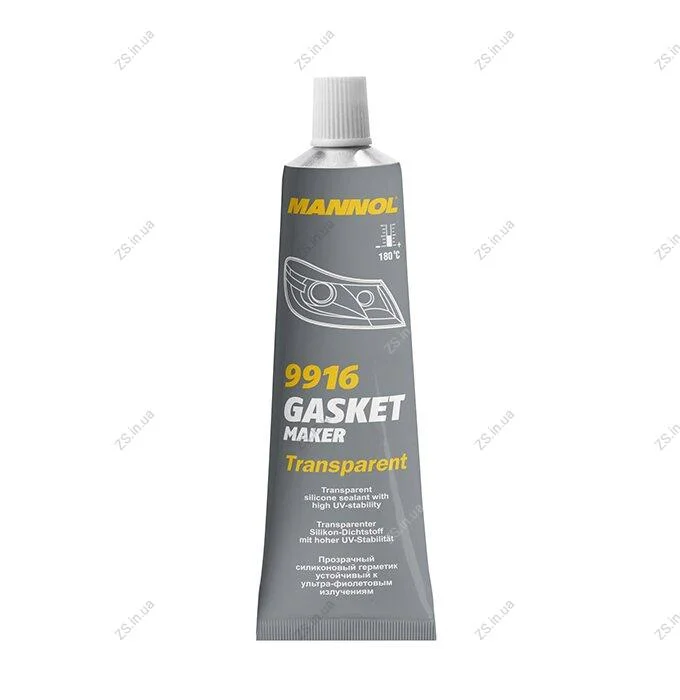 Gasket Maker Transpareт 85g/ Герметик-прокладка силіконовий "Автомобільний" (прозорий) 85 мл. MANNOL 9916 (фото 1)