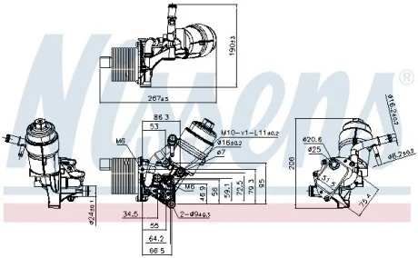 Радіатор масляний з корпусом масляного фільтра Nissens 91161