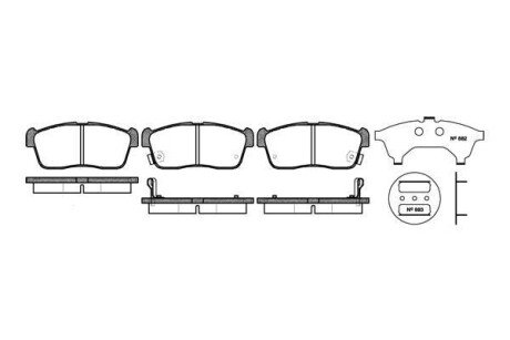 Колодка гальм. диск. DAIHATSU CHARADE 1.0 03-, CUORE VII 03-, TREVIS 06 - передн. REMSA 0724.02