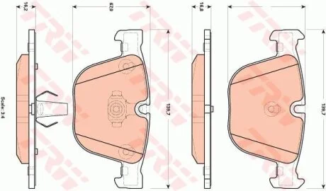 Комплект гальмівних колодок з 4 шт. дисків TRW GDB1892