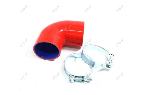 Патрубок турбокомпресора МТЗ,ПАЗ,ЗІЛ-5301 великий (СИЛІКОН, D=90 мм, L=90 мм) з хомутами DETALKA 260-1109009-А