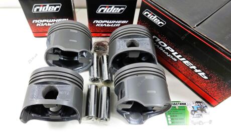 Поршни 100,0 / Поршень цилиндра Газель,УАЗ дв.4215 (4ШТ.) (группа B) c пальц. +КОЛЬЦА Rider RD.421.1004018-01 "В"