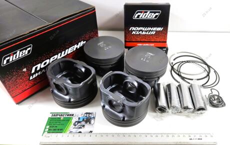 Поршни 97,0 / Поршень цилиндра Газель NEXT,Бизнес дв.Evotech 2,7 d=97,0 (4ШТ.) (Б)+пал.+кольц. Rider RD.А274.1004018-АР Б