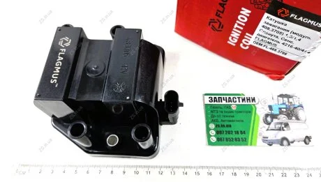 Котушка запалювання 408 Бізнес (4216), ЗАЗ Sens,1102 (V1.3,1.4) (роз'єм на неї 00000176313) Газель, Волга FLAGMUS 408.3705