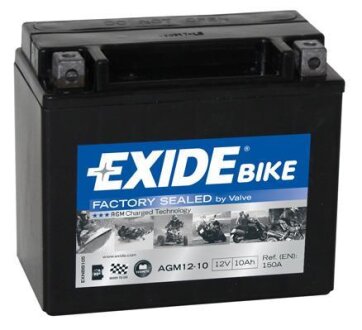 Акумулятор мото AGM 12V/10Ah/150 (150x90x130) EXIDE AGM12-10
