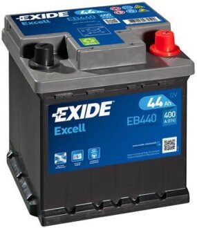 Акумулятор  12V/44Ah/400 (R+) (175х175х190) EXIDE EB440