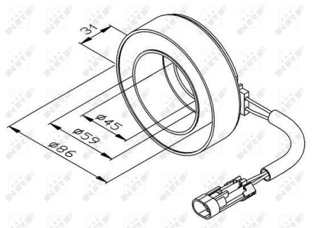 Котушка шківа компресора кондиціонера Opel Astra G/Combo 98- NRF 38475