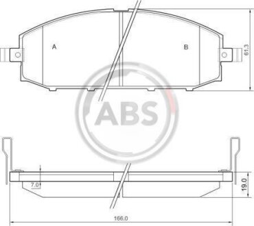 Колодка гальм. диск. передн. (ABS) A.B.S. 37084