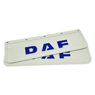 Бризговик на крило з синім написом "DAF" Білий (600X180) GURBUZ PLASTIK GP0802