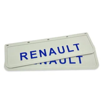 Бризговик на крило з синім написом "RENAULT" Білий (600X180) GURBUZ PLASTIK GP1003