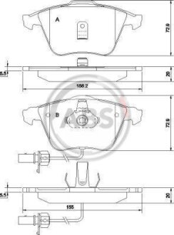 Колодка гальм. диск. передн. (ABS) A.B.S. 37425