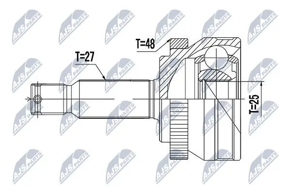 Шарнір рівних кутових швидкостей HYUNDAI GRANDEUR, i40 I, KIA CARENS IV, OPTIMA (вир-во) NTY NPZ-HY-517 (фото 1)